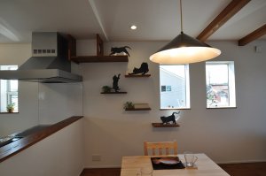 猫用のキャットウォークを壁面に設けました